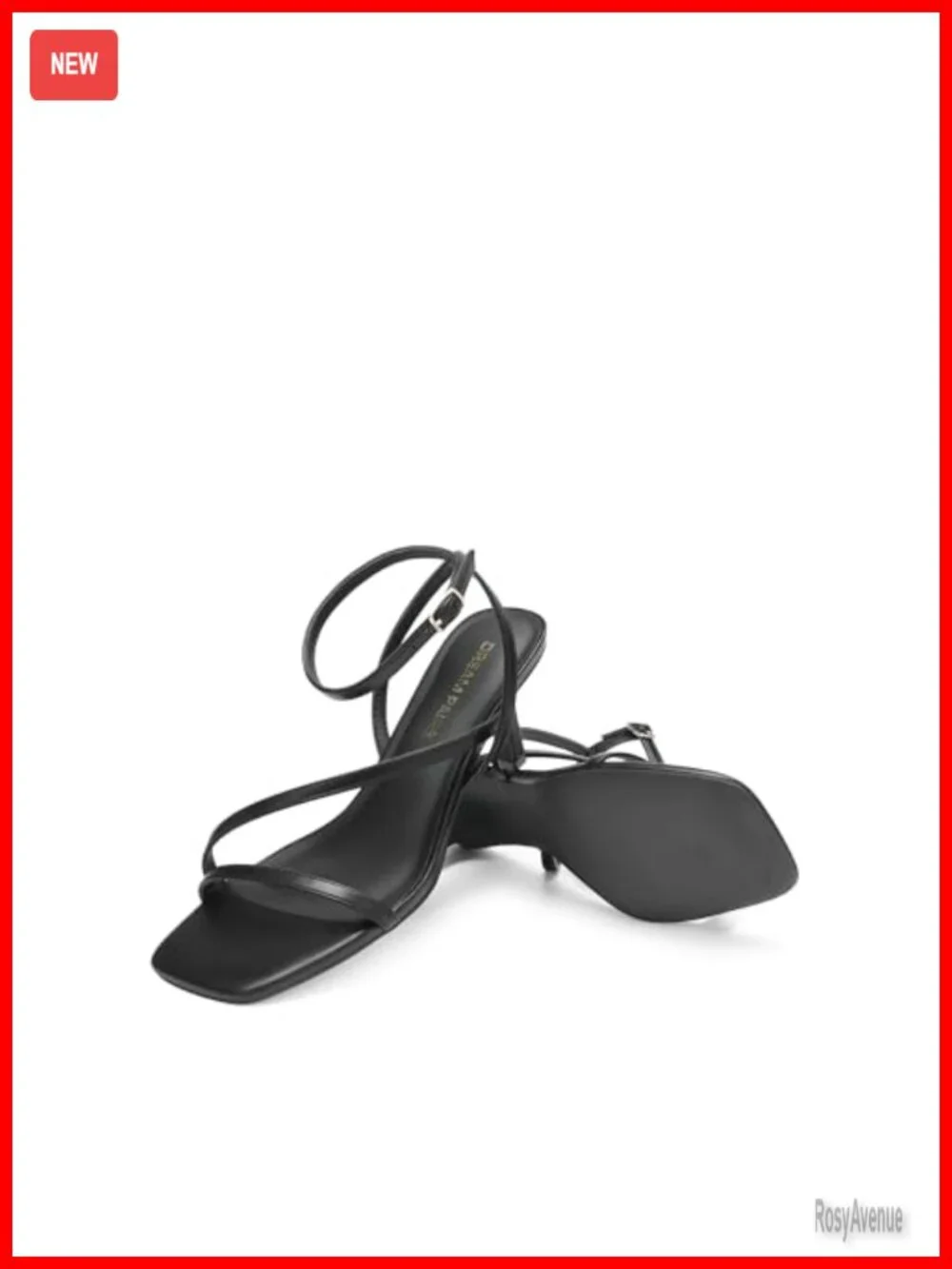 Strappy Open Square Toe Kitten Heels Sandals with Ankle Strap